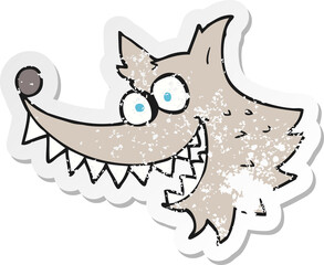 retro distressed sticker of a cartoon crazy wolf