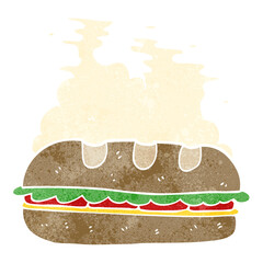 retro cartoon huge sandwich