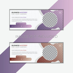 Professional business facebook cover page timeline web ad banner template with photo place modern layout white background.
