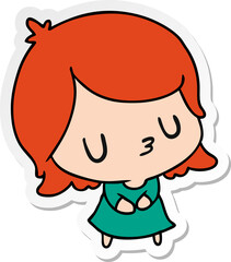 sticker cartoon of a cute kawaii girl