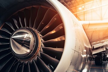 Close-up of Aircraft Engine Maintenance: A Glimpse into the Aerospace Industry's Energy Machines. Generative AI