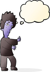 cartoon vampire with thought bubble