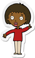 sticker of a cartoon woman explaining her point