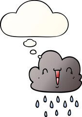 cartoon storm cloud and thought bubble in smooth gradient style