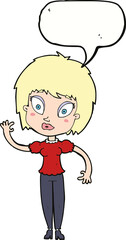 cartoon pretty girl with speech bubble