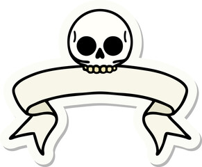 tattoo sticker with banner of a skull