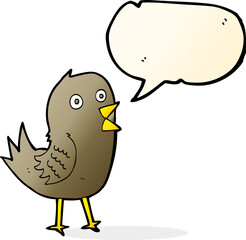 cartoon tweeting bird with speech bubble