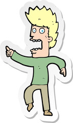 sticker of a cartoon terrified man