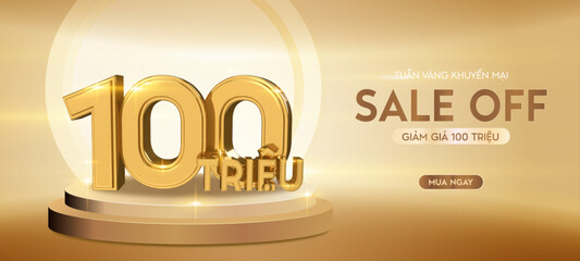 Gold 100 million vietnam dong for vietnamese 3d rendering