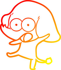 warm gradient line drawing cute cartoon elephant
