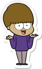 sticker of a happy cartoon boy