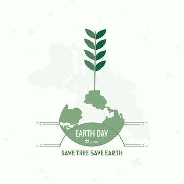 Earth day poster. with the earth day lettering, April 22 earth day, planets and leaves