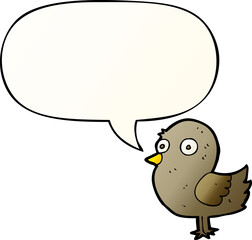cartoon bird and speech bubble in smooth gradient style
