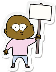 sticker of a cartoon bald man staring
