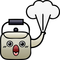 gradient shaded cartoon steaming kettle