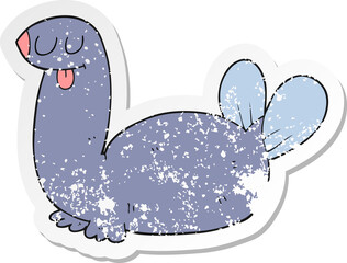 retro distressed sticker of a cartoon seal