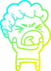 cold gradient line drawing cartoon furious man