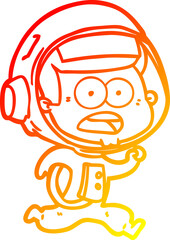 warm gradient line drawing cartoon surprised astronaut