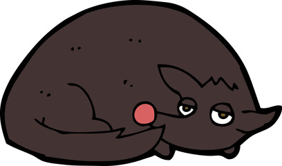 cartoon curled up dog