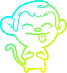 cold gradient line drawing funny cartoon monkey