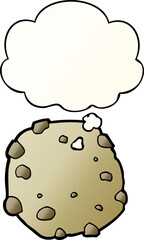 cartoon cookie and thought bubble in smooth gradient style