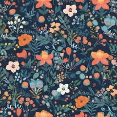 Flower Pattern, Flowers , Craft paper, Seamless Pattern, Texture, Generative AI