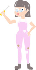 Fototapeta premium flat color illustration of a cartoon female mechanic