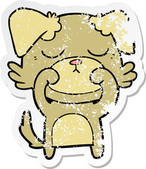distressed sticker of a cute cartoon dog