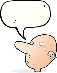 cartoon balding man with speech bubble