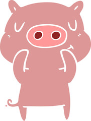 flat color style cartoon content pig