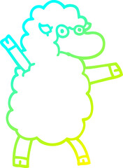 cold gradient line drawing cartoon black sheep