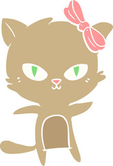 cute flat color style cartoon cat