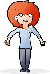 cartoon woman shrugging shoulders