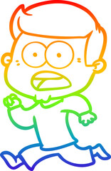 rainbow gradient line drawing cartoon shocked man