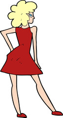 cartoon woman posing in dress