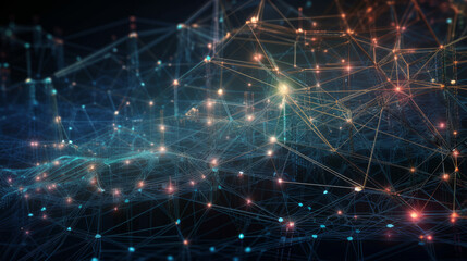 Obraz premium Blockchain technical background. Illustration Generative AI.