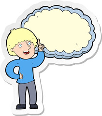 sticker of a cartoon man with idea