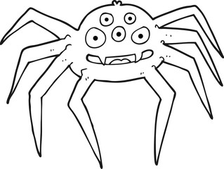 black and white cartoon spider