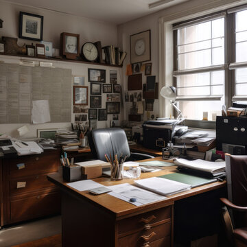 un bures, un fauteuil de bureau, des ordinateurs