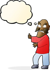 Obraz premium cartoon angry old man with thought bubble