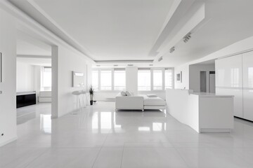 interior modern carpet apartment chair stair home panoramic hall flat. Generative AI.