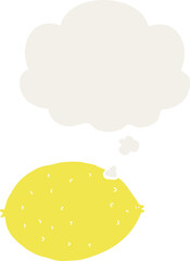 cartoon lemon and thought bubble in retro style