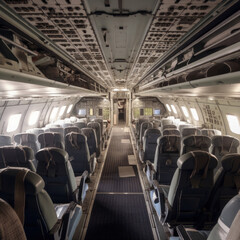 Fototapeta premium Le couloir d'un avion avec ses sieges