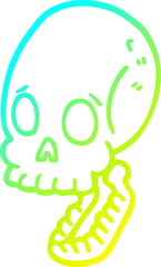 cold gradient line drawing cartoon skull