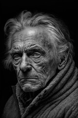 Portrait of a weak looking old man, created with generative A.I. technology.