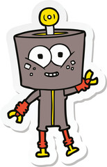 sticker of a happy cartoon robot