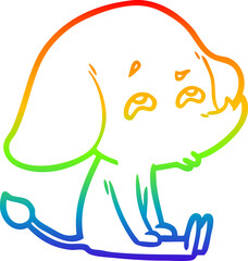 rainbow gradient line drawing cartoon elephant remembering