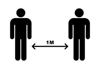 Social Distancing 2 meter and 6 Feet pictogram. Coronavirus Concepts. People keeping distance. Distance sign protection. Social distance