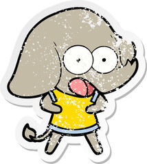 distressed sticker of a cute cartoon elephant
