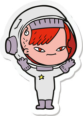 sticker of a cartoon astronaut woman